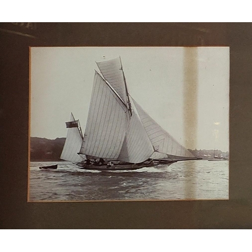 34 - COWES, IOW 4 sepia prints of a yacht in full sail, KIRK & SONS, c. 1900, framed, (each photo 22 ... 