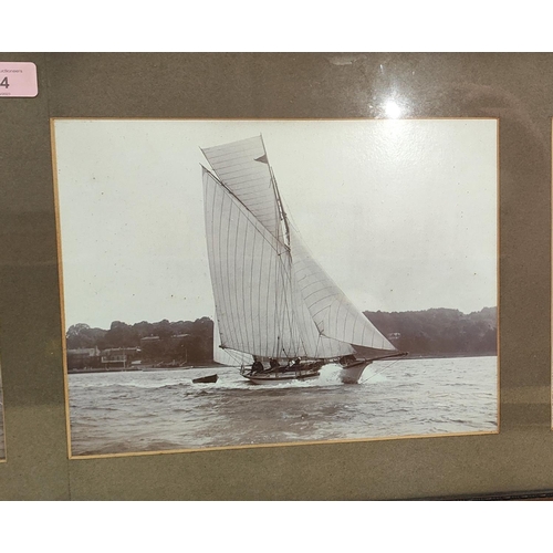 34 - COWES, IOW 4 sepia prints of a yacht in full sail, KIRK & SONS, c. 1900, framed, (each photo 22 ... 