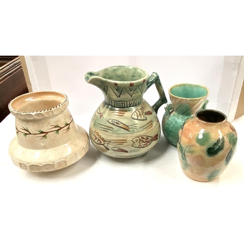 405 - A mid 20th century Mabel Leigh Studio pottery Jug, a Royal Doulton Vase a Burleigh Ware vase and a B... 