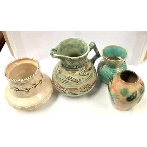 405 - A mid 20th century Mabel Leigh Studio pottery Jug, a Royal Doulton Vase a Burleigh Ware vase and a B... 