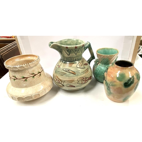 405 - A mid 20th century Mabel Leigh Studio pottery Jug, a Royal Doulton Vase a Burleigh Ware vase and a B... 