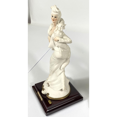 415 - A Capodimonte Principle fine porcelain figure of tramp on bench feeding a dog, ht. 20cm; a resin Cap... 