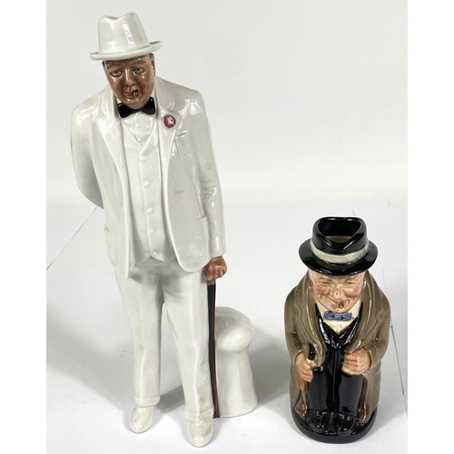 418 - A Royal Doulton figure Winston Churchill HN3057 (second); a Winston Churchill character jug (second)