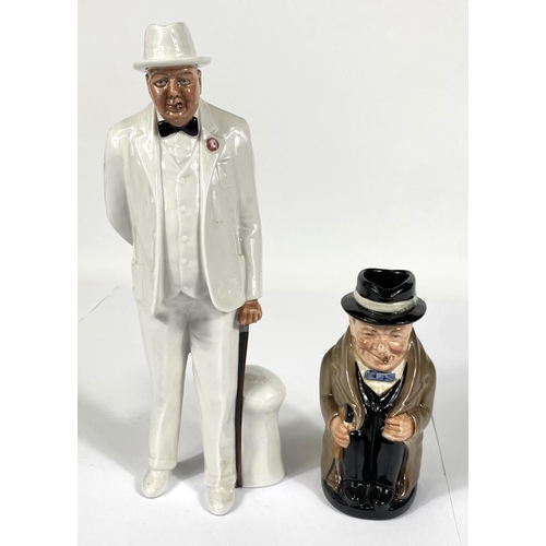 418 - A Royal Doulton figure Winston Churchill HN3057 (second); a Winston Churchill character jug (second)