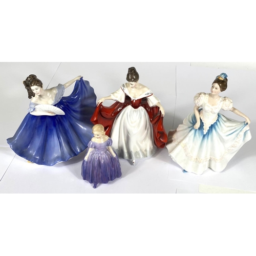 421 - Four Royal Doulton ladies HN3645, Lindsay, HN2791, Elaine HN2265, Sara and Maria HN1370