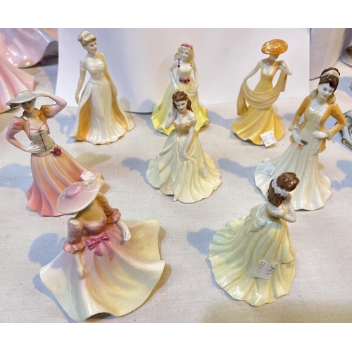 436C - Eight small Coalport ladies of Fashion figures (couple of chipped dresses)