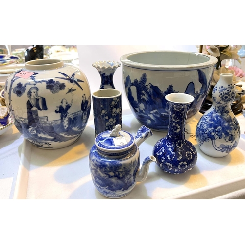 454 - A selection of blue and white Chinese vases, ginger jars etc