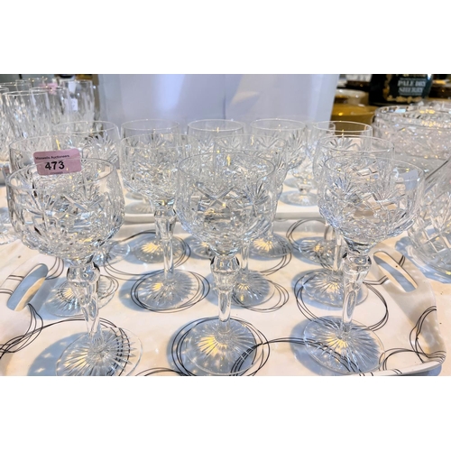 473 - A set of 12 Stuart Crystal wine glasses and 10 similar larger 