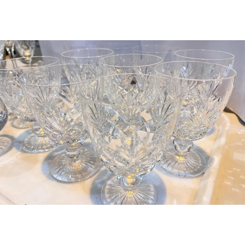 473 - A set of 12 Stuart Crystal wine glasses and 10 similar larger 