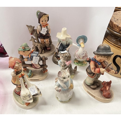 475 - Royal Doulton figure 'River Boy' No. 128. Three Beswick Beatrix Potter figures gold back stamps and ... 