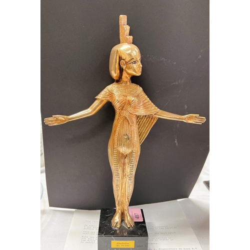 497 - A modern limited edition figure of Isis in gilt metal, on marble plinth, with certificate, height 33... 