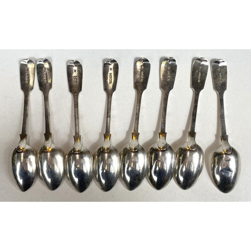 624 - A set of 8 hall marked silver monogramed teaspoons London 1858, 6.7oz 