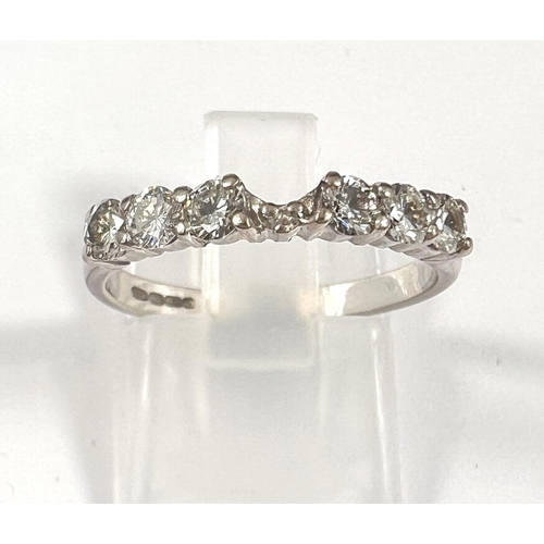 658 - Diamond set 18ct white gold ring with central gap for stone/fitted ring with six diamonds, three to ... 