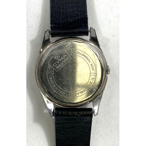 670A - A mid 20th century CYMA Navy Star gents wristwatch in stainless steel case with gilt baton marks on ... 