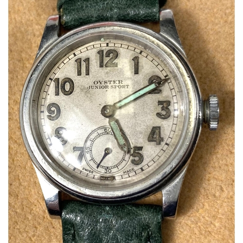 671 - A mid 20th century ROLEX Oyster Junior Sport, stainless steel case, on later strap, seconds dial at ... 