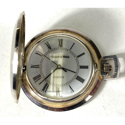 672 - A silver Mappin & Webb closed fusee Quartz dress pocket watch