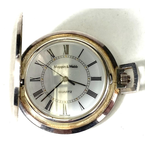 672 - A silver Mappin & Webb closed fusee Quartz dress pocket watch