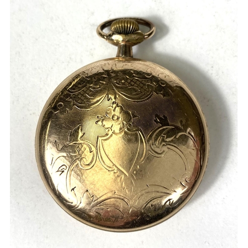 674 - A Waltham open face pocket watch with Arabic numerals, seconds subsiding dial, movement serial no 21... 