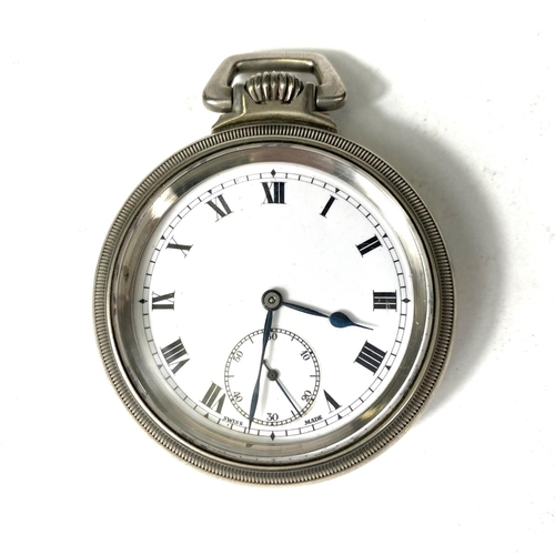 675 - An American open face Railway type pocket watch white enamel dial, seconds subsiding dial