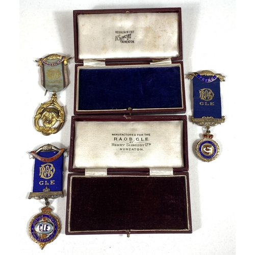 693 - R.A.O.B: 3 silver gilt and enamelled medals