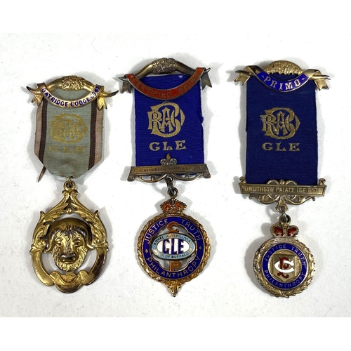 693 - R.A.O.B: 3 silver gilt and enamelled medals