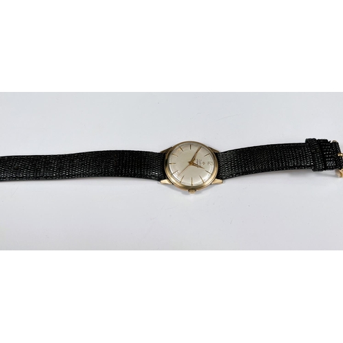 698 - A gentleman's vintage Zodiac Rotographic wristwatch with silvered dial gilt baton markers on later b... 