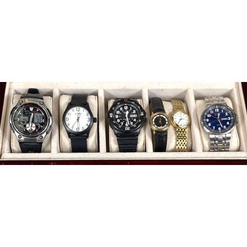 703 - A gent's Citizen stainless steel watch in original box; another by Casio; 6 other ladies/gents watch... 