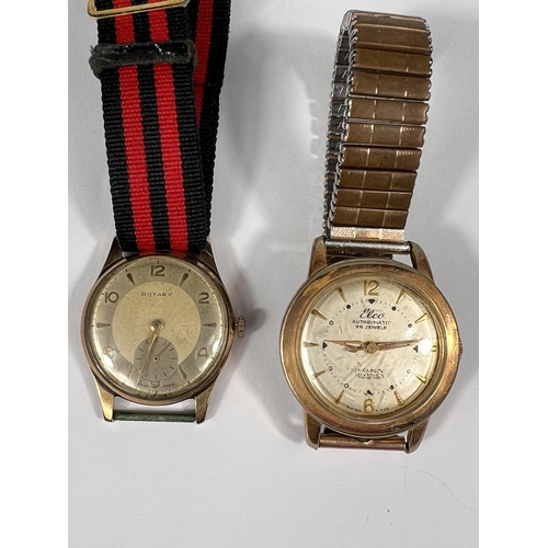 726 - A mid 20th century gents 9ct gold backed Rotary wristwatch and another wristwatch