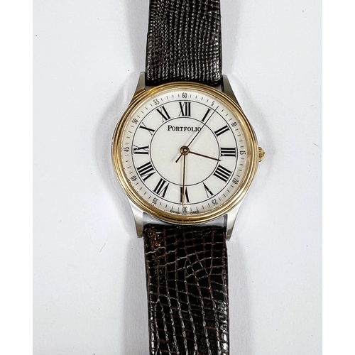 746 - A gents Tiffany and Co Portofilio Swiss quartz wristwatch, circulate dial on later strap