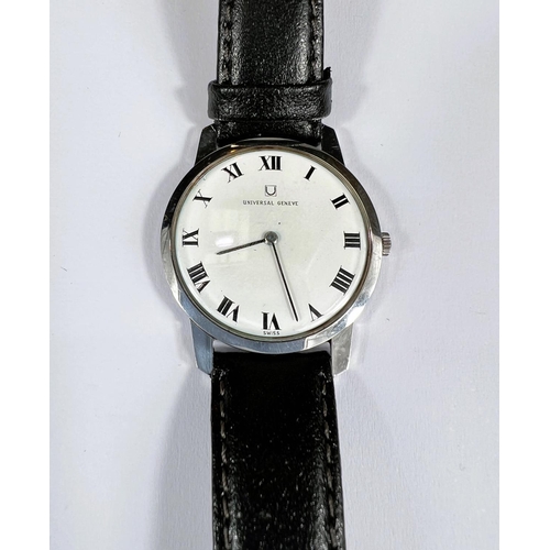 750 - A Universal Geneve Ultrathin dress watch with Roman numerals polished stainless steel case on a late... 