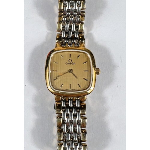 754 - A ladies Omega Isle de France originally boxed dress watch with gilt dial and case baton markers a b... 