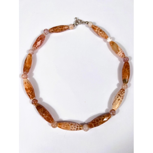 756 - A faceted bead Fire Agate necklace