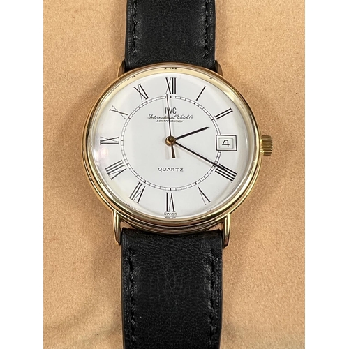 757 - I.W.C. (International Watch Co.)SCHAFFHAUSEN: a c.1975 quartz watch with white dial, black hands and... 