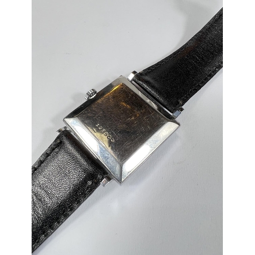 758 - GIRARD PERREGAUX: a vintage manual watch with square silver dial, black hands and Arabic numerals, m... 