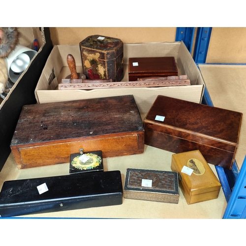 78 - A carved hardwood bookrack; a collection of boxes