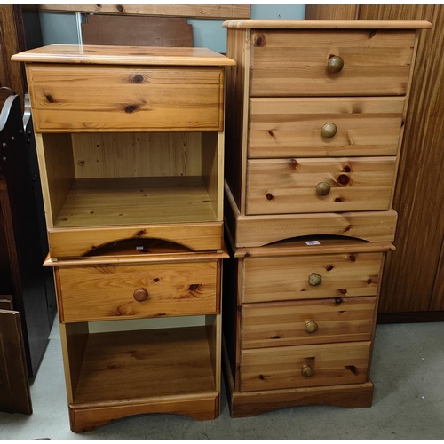 892 - A modern pair of pine 3 height bedside cabinets; a similar cabinetNo bids sold with next lot