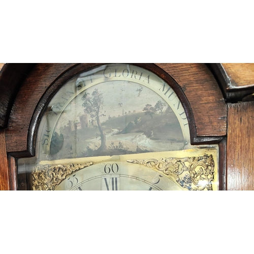 1007 - An 18th century oak longcase clock by James Schofield of Barnsley, with X/B decoration, the hood wit... 