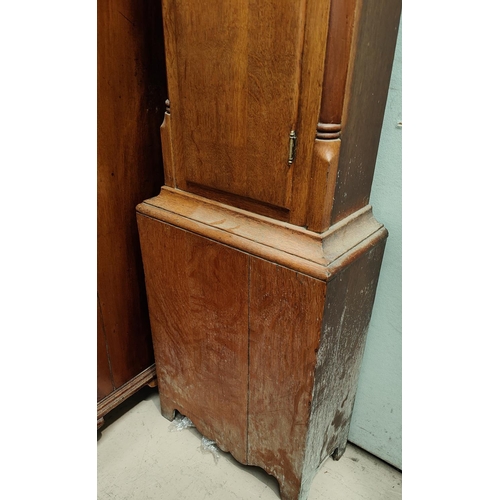 1009 - An early 19th century oak and mahogany longcase clock by Matthew Robson Belford, the hood with swan ... 