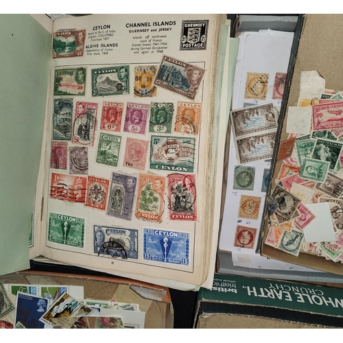 230 - Two small albums of stamps, a quantity of unsorted stamps on trays