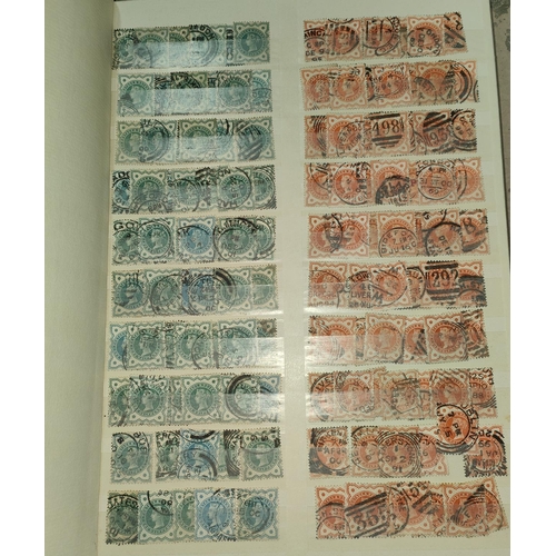 239 - GB: QV: a selection of definitives in stockbook to include overprints and mint examples, in duplicat... 