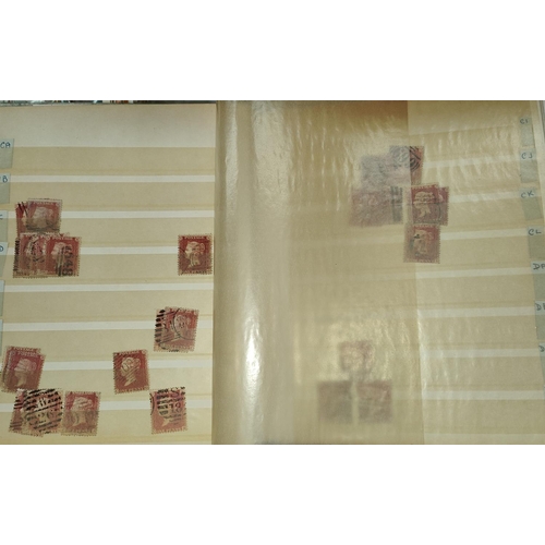 297 - QV penny red plates collection, used; stockbook reconstruction of 1d red (SG42 plates 50/51) over 30... 