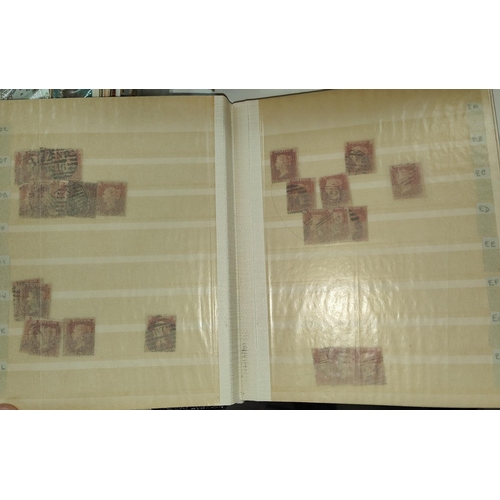 297 - QV penny red plates collection, used; stockbook reconstruction of 1d red (SG42 plates 50/51) over 30... 