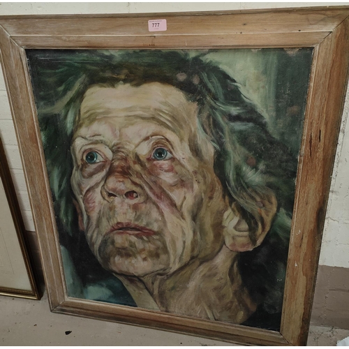 777 - BRITISH 20th century, oil on board, portrait of a woman, 72 x 62 cm, framed