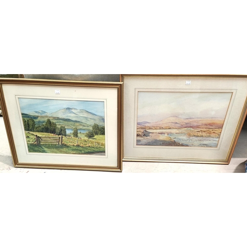 781A - Donald H Floyd:  River landscape with hills, watercolour, signed, 27 x 38cm, framed and glazed; Shei... 