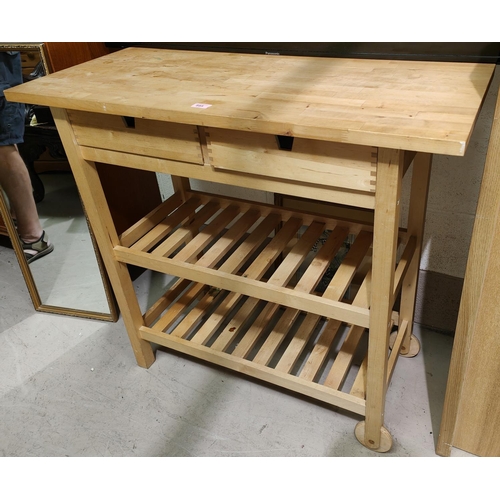 895 - A modern butcher's block; a step stool; a shoeshine box; a small stool