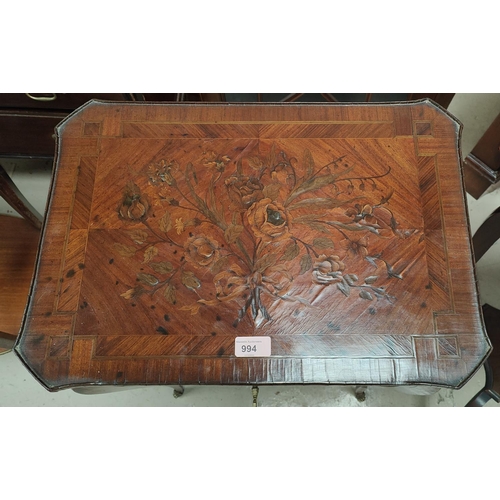 994 - An early 19th century rectangular crossbanded side/writing table with extensive floral marquetry inl... 