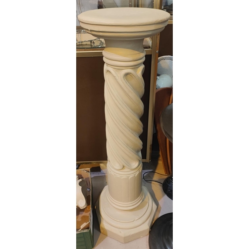 521B - A large painted plaster twist column with matching vase (foot a.f) in the Greek manor