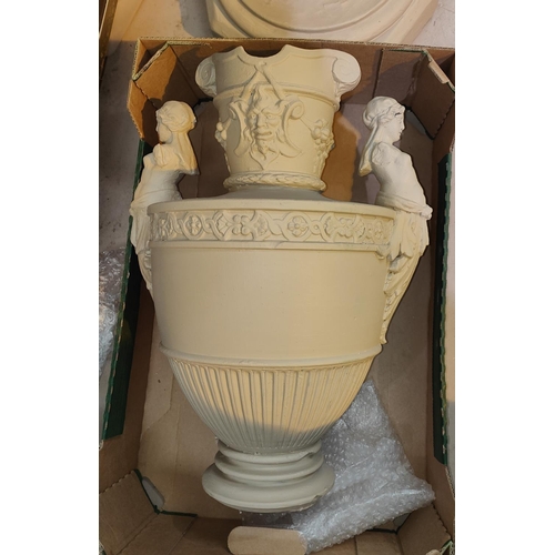 521B - A large painted plaster twist column with matching vase (foot a.f) in the Greek manor