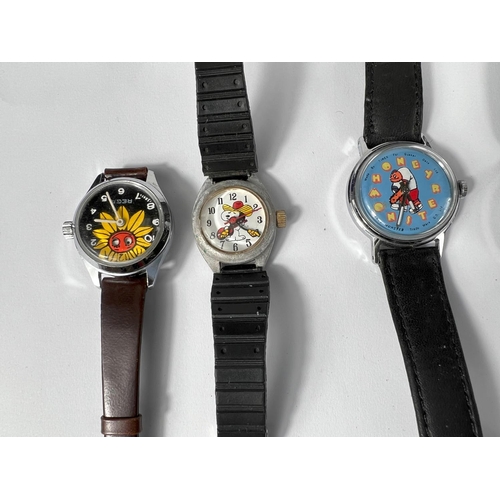 765 - A selection of mid 20th century Russian and other novelty wristwatches with ticking eyes, Mickey Mou... 