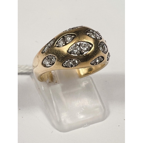 668 - An 18 carat hallmarked gold dress ring set with pairs of diamonds in 12 lozenge shaped insets, 24 di... 